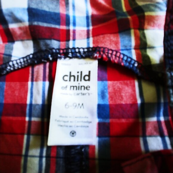 Child of Mine Plaid Crab Shortalls 6-9 Months - Picture 6 of 7